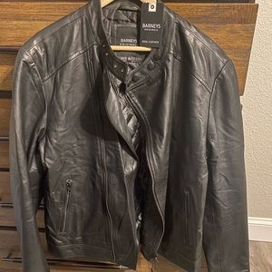 Barney’s originals high neck racer leather jacket with black trims